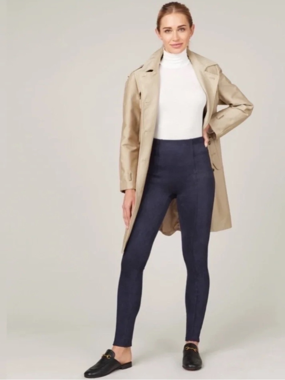 Spanx Faux Suede Leggings Navy Size Small